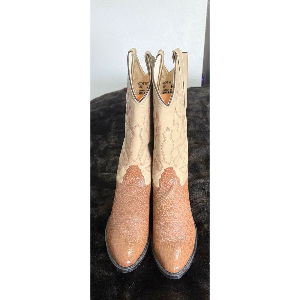 Old west tall leather western cowboy boots 13 EE 13EE BROWN COFFEE